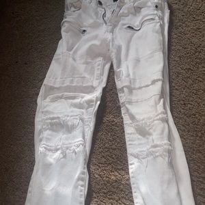 Men’s White Ripped Skinny Jeans
